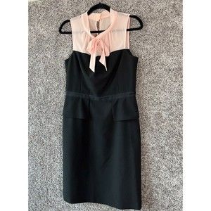 Nine & Co Women Size 6 Bodycon Dress Black / Peach Ribbon Bow
